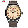 MINI FOCUS 0155 G Military Sport Men Watches Fashion Top Luxury Brand Quartz Auto Calendar Leather Wristwatch